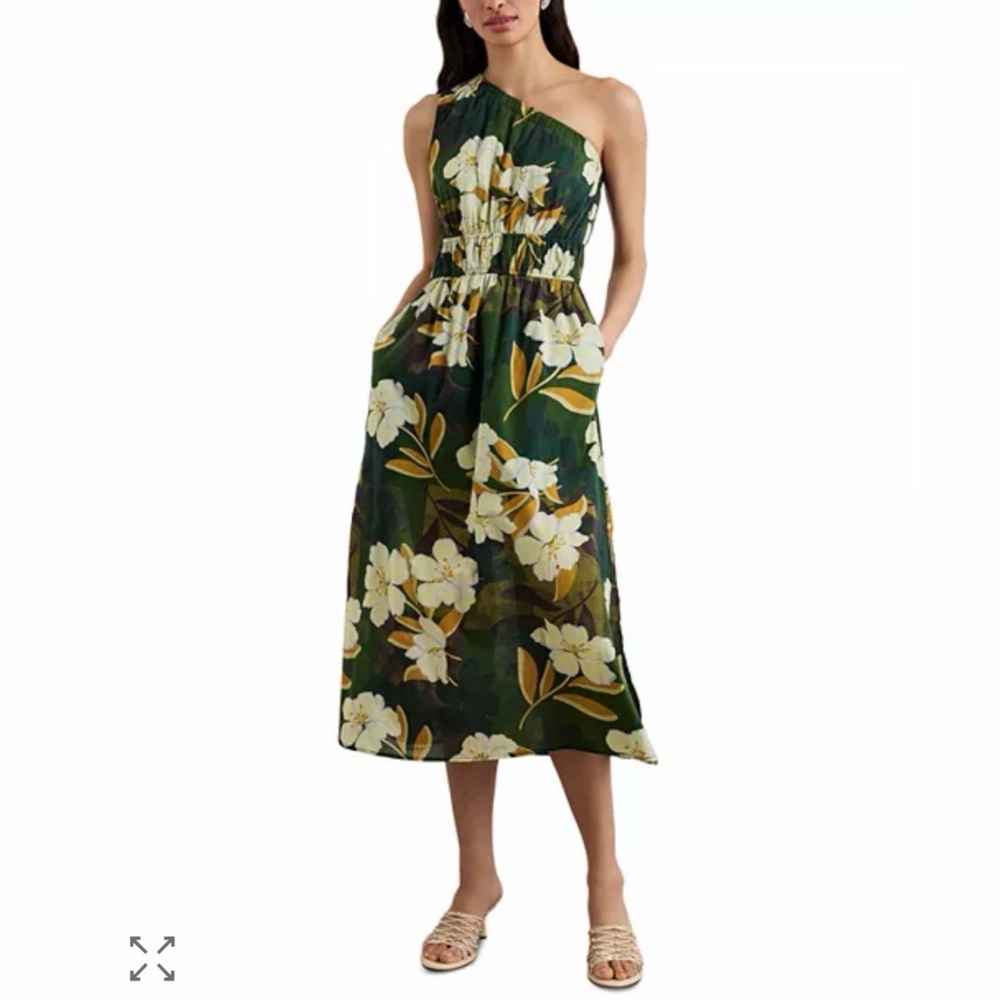 Rails One Shoulder Dress with White Floral Pattern